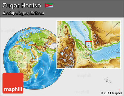 Physical Location Map of Zuqar Hanish, highlighted parent region