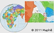 Political Location Map of Zuqar Hanish, highlighted country, within the entire country