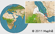Satellite Location Map of Zuqar Hanish, highlighted country, within the entire country