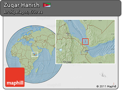 Savanna Style Location Map of Zuqar Hanish, hill shading