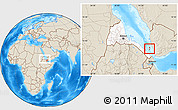 Shaded Relief Location Map of Zuqar Hanish, highlighted country, within the entire country