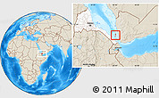 Shaded Relief Location Map of Zuqar Hanish, highlighted country