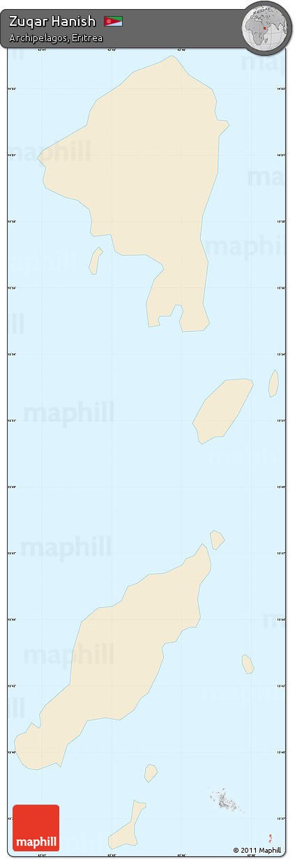Classic Style Simple Map of Zuqar Hanish, single color outside