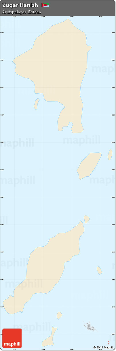 Classic Style Simple Map of Zuqar Hanish, single color outside