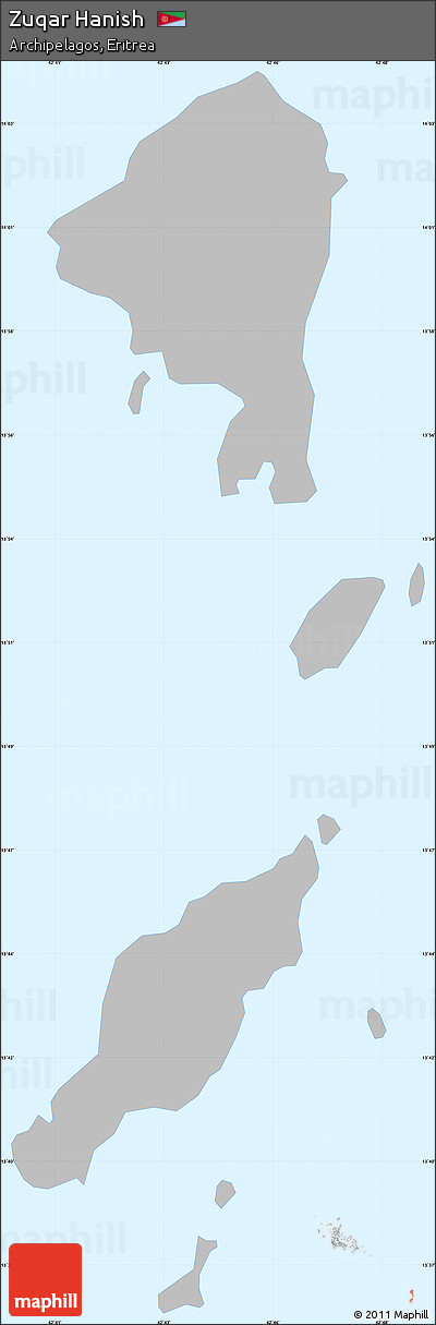 Gray Simple Map of Zuqar Hanish, single color outside