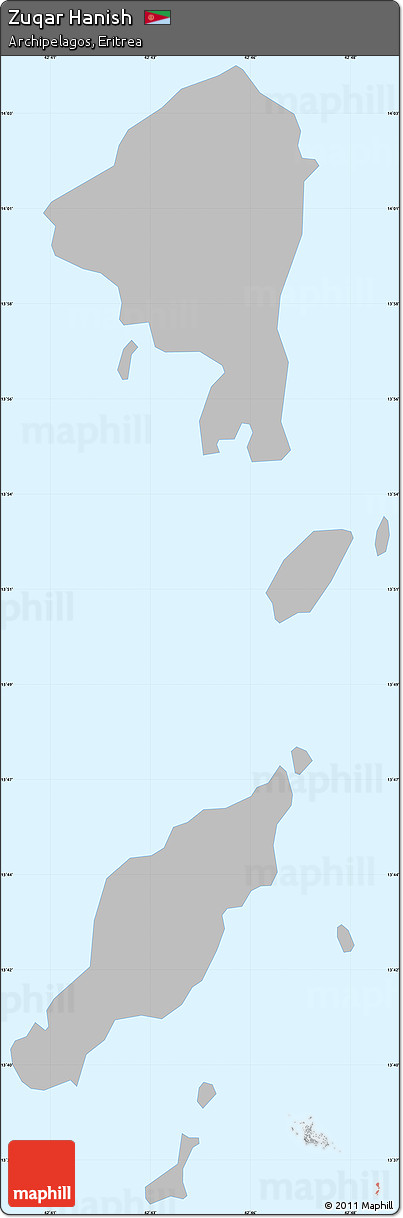 Gray Simple Map of Zuqar Hanish, single color outside