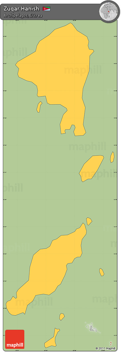 Savanna Style Simple Map of Zuqar Hanish, cropped outside