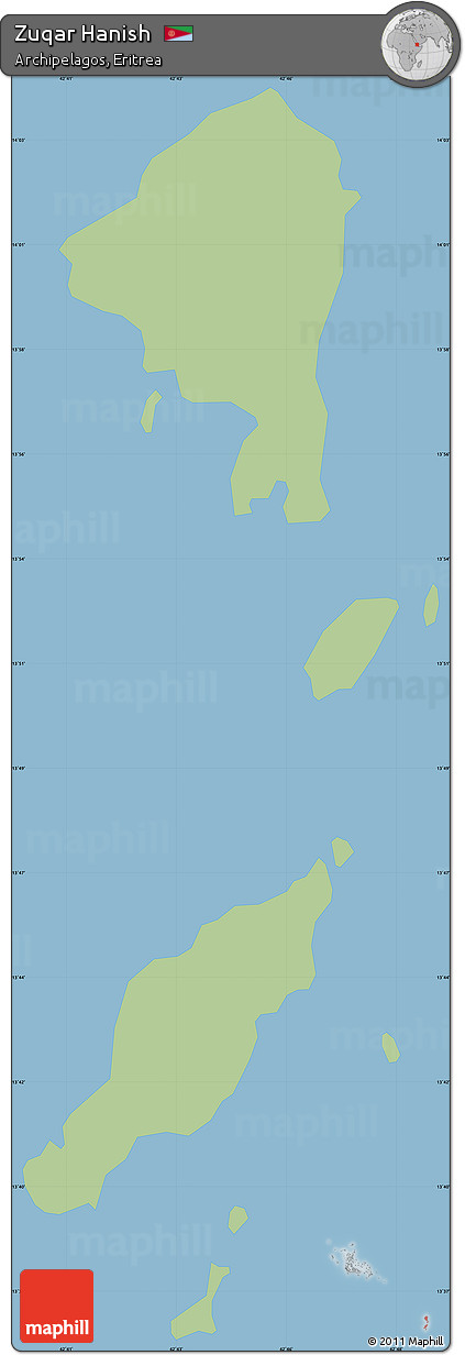 Savanna Style Simple Map of Zuqar Hanish, single color outside