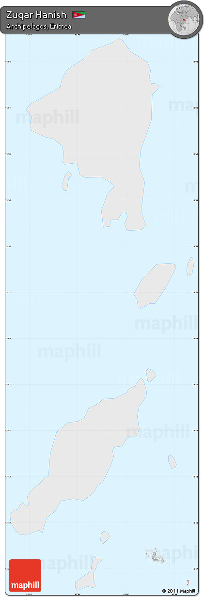 Silver Style Simple Map of Zuqar Hanish, single color outside