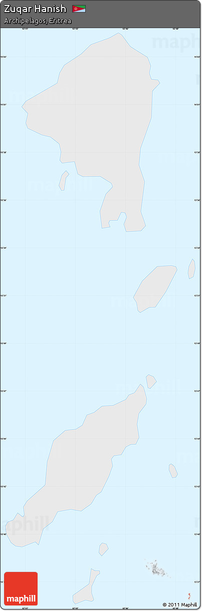Silver Style Simple Map of Zuqar Hanish, single color outside