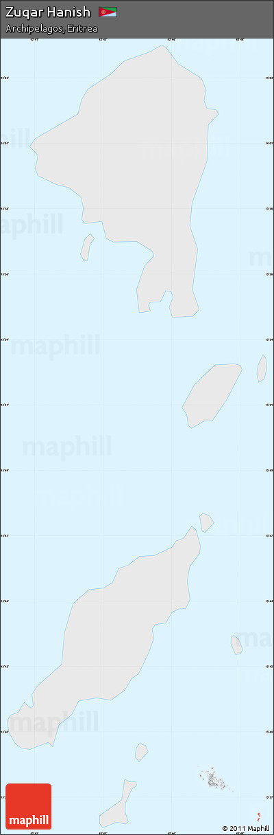 Silver Style Simple Map of Zuqar Hanish, single color outside
