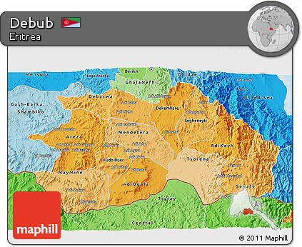 Political Shades 3D Map of Debub