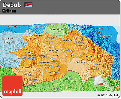 Political Shades 3D Map of Debub