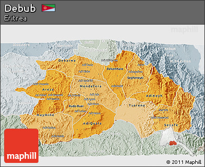 Political Shades 3D Map of Debub, lighten, semi-desaturated
