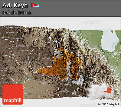 Physical 3D Map of Adi Keyh, semi-desaturated