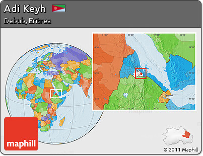 Political Location Map of Adi Keyh, highlighted parent region, within the entire country
