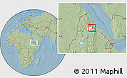 Savanna Style Location Map of Adi Keyh, highlighted parent region, hill shading