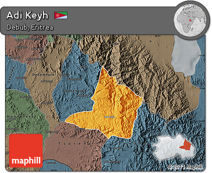 Political Map of Adi Keyh, darken, semi-desaturated