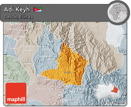 Political Map of Adi Keyh, lighten, semi-desaturated