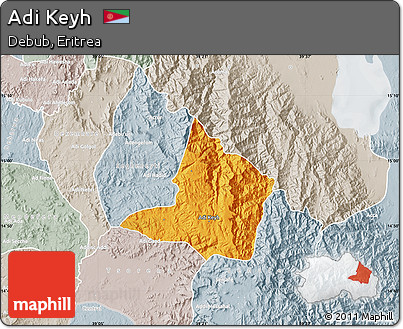 Political Map of Adi Keyh, lighten, semi-desaturated