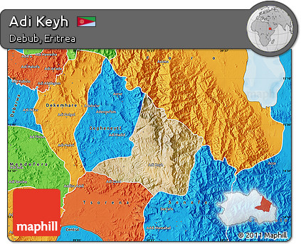 Satellite Map of Adi Keyh, political outside