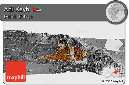 Physical Panoramic Map of Adi Keyh, desaturated