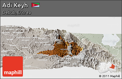 Physical Panoramic Map of Adi Keyh, lighten, semi-desaturated