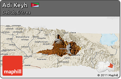 Physical Panoramic Map of Adi Keyh, shaded relief outside