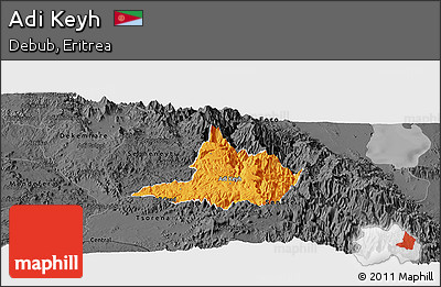 Political Panoramic Map of Adi Keyh, darken, desaturated