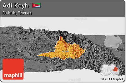 Political Panoramic Map of Adi Keyh, darken, desaturated