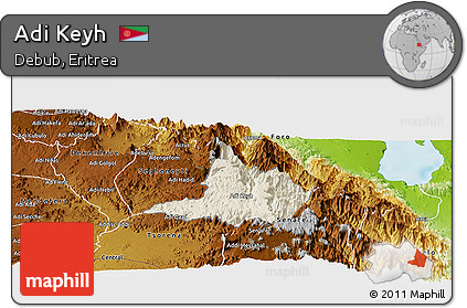 Shaded Relief Panoramic Map of Adi Keyh, physical outside