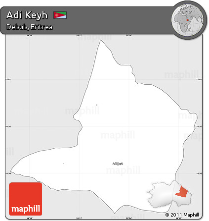 Silver Style Simple Map of Adi Keyh, single color outside