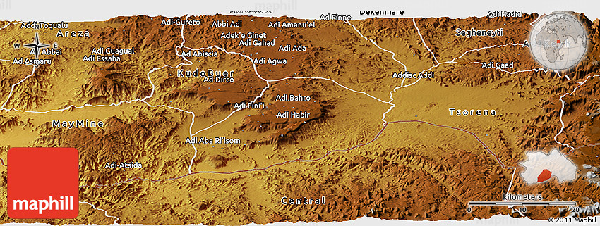 Adi Quala Eritrea Map Physical Panoramic Map Of Adi Quala