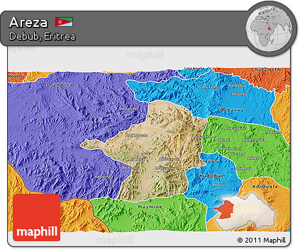 Satellite 3D Map of Areza, political outside