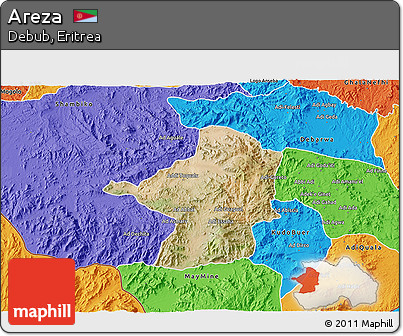 Satellite 3D Map of Areza, political outside