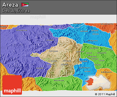 Satellite 3D Map of Areza, political outside