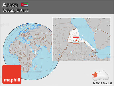 Gray Location Map of Areza, highlighted country, within the entire country