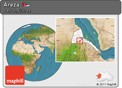 Satellite Location Map of Areza, highlighted country, within the entire country
