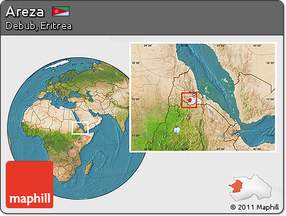 Satellite Location Map of Areza, highlighted parent region, within the entire country