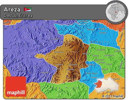 Physical Map of Areza, political outside