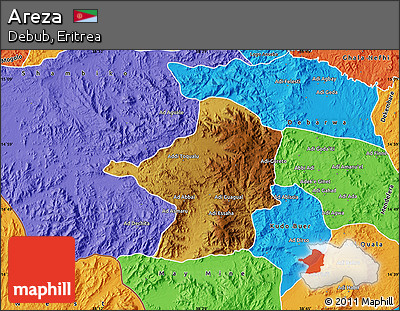 Physical Map of Areza, political outside