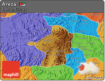 Physical Map of Areza, political outside
