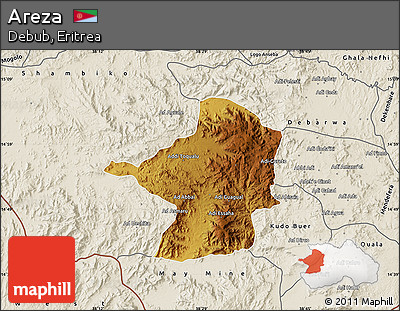 Physical Map of Areza, shaded relief outside