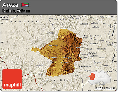 Physical Map of Areza, shaded relief outside
