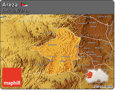 Political Map of Areza, physical outside