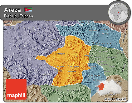 Political Map of Areza, semi-desaturated