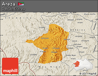 Political Map of Areza, shaded relief outside
