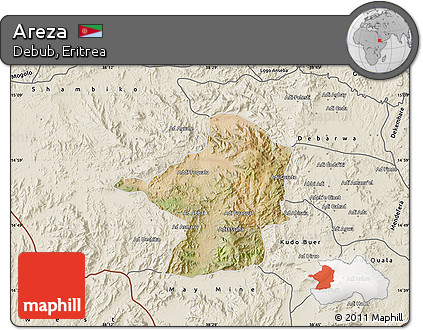 Satellite Map of Areza, shaded relief outside