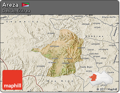 Satellite Map of Areza, shaded relief outside