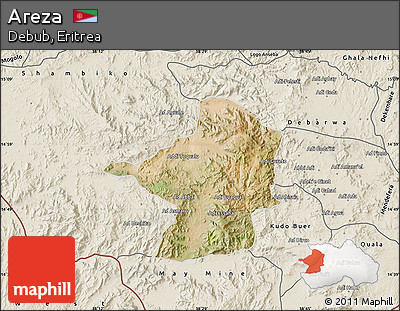 Satellite Map of Areza, shaded relief outside